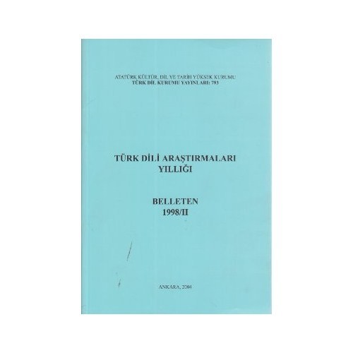 Türk Dili Araştırmaları Yıllığı: Belleten 1998-II, 2004