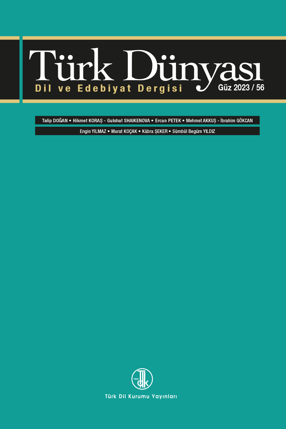 Türk Dünyası Dil ve Edebiyat Dergisi 56. sayı, 2023
